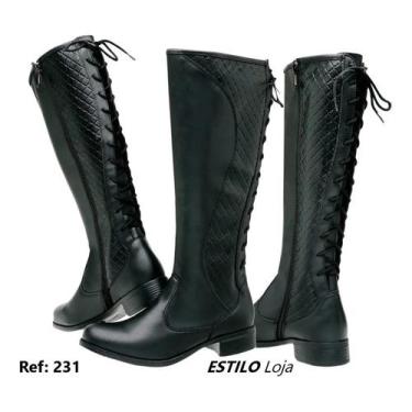 Imagem de bota montaria feminina ziper fivela - dona beja, Preta ref 221, 38