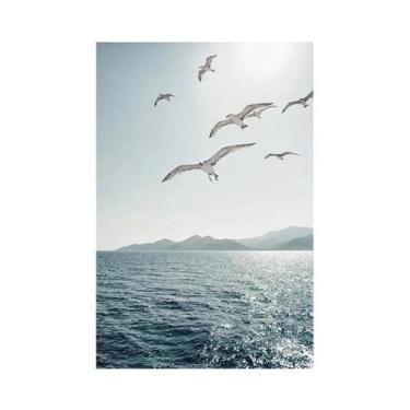 Imagem de Verão Praia Oceano Pintura Em Tela Ponte Tartaruga Gaivota Impressão D