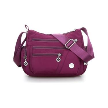 Imagem de CHENXIAOHONG Bolsa Transversal Feminina de Nylon, Bolsa Feminina Lateral Moderna para Festa e Uso Diário, Bolsas Femininas Transversal Leves e Estilosas (Fúcsia)