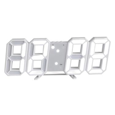 Imagem de NASSMOSSE Relógio de LED, relógio digital 3D de parede e mesa de 22,6 cm com soneca, hora 12/24h, exibição de data e temperatura para escritório, casa