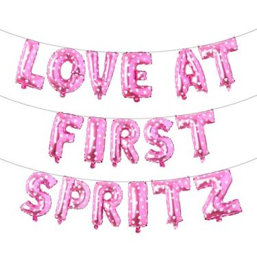 Imagem de Faixa balão Love at First Spritz - Decorações de chá de panela Aperol Spritz para ela, decorações de festa de casamento de despedida de solteira (LOVE AT FIRST SPRITZ coração rosa)