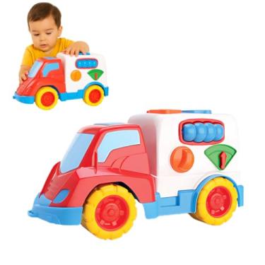 Imagem de Caminhão de Brinquedo Caçamba Educativa com Encaixes Colorido Brinquedo Educativo Para Bebe 1 ano