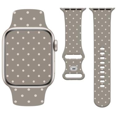 Imagem de Watbro Pulseira moderna de relógio estética de bolinhas compatível com Apple Watch de 38 mm, 40 mm, 41 mm, 42 mm, 44 mm, 45 mm, 49 mm, feminina, masculina, design fofo de silicone macio para Apple