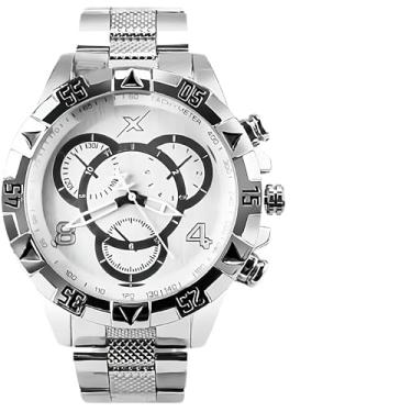 Imagem de Relógio Masculino Aço Inoxidável Prata + Caixa Premium Casual Mostrador Branco Analogico Pesado Autentico Social