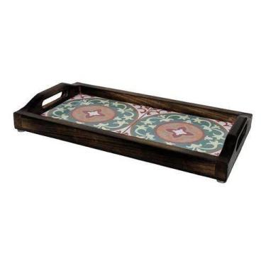 Imagem de Bandeja De Café Da Manha Grande Em Madeira Rustica Com Alça - Carvalho