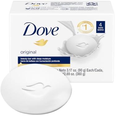 Imagem de Dove Sabonete, pacote original Beauty Bar (4 barras de sabão) – Sabonete hidratante 3 em 1 para rosto, corpo e mãos, 90 ml