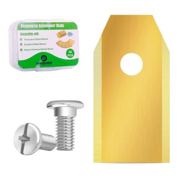 Imagem de Kingsource Pacote com 30 lâminas de cortador de grama revestidas de titânio para Husqvarna Automower, Gardena, Segway Navimow – Lâminas de substituição duráveis com parafusos para cortador de grama