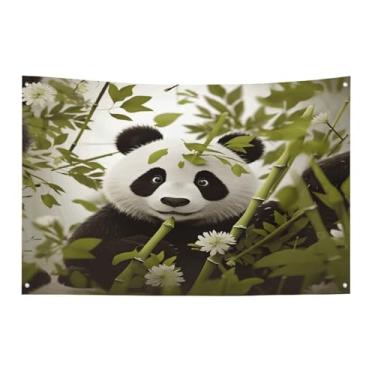Imagem de Bandeira com quatro furos bandeiras para todos os climas bandeira decorativa impressa panda bandeiras de poliéster adequadas para uso interno e externo 89 x 159 centímetros
