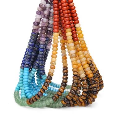 Imagem de BONNY BOXX 1 fio natural de 5 * 8 mm contas de rondelle de sombra de chakra, contas de pedra de disco de ábaco natural, pedra preciosa espaçadora solta para pulseira faça você mesmo, colar e fazer