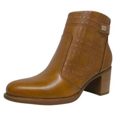 Imagem de Bota Cano Baixo Feminino Couro Elegante Conforto Pegada-Feminino