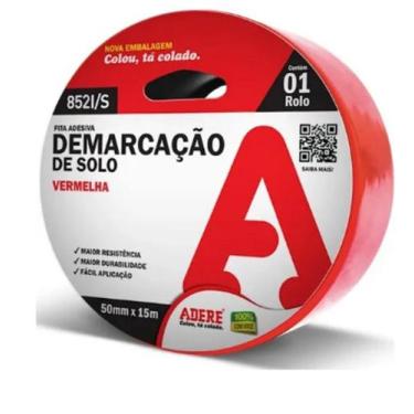 Imagem de Fita adesiva demarcação de solo vermelha 50mm x 30m Kit com 1 unidades