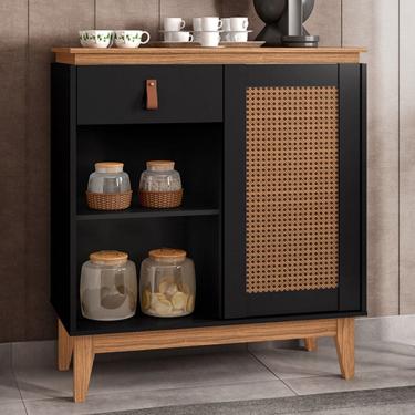 Imagem de Aparador Café Gante 1 Porta 1 Gaveta Preto/Noce - Pnr Móveis