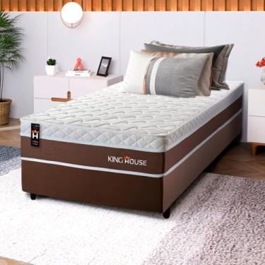 Imagem de Conjunto Cama Box Marrom c/Molas Ensacadas Venice Marrom Solteiro 96x203x60