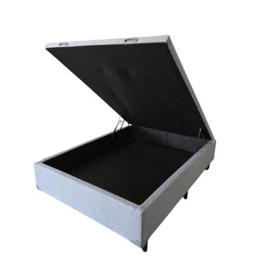 Imagem de Base de Cama Box Com Baú Casal Em Suede Cinza