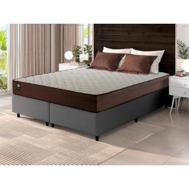 Imagem de Conjunto Cama Box Cinza Espuma Atlanta Marrom Queen 158x198x62