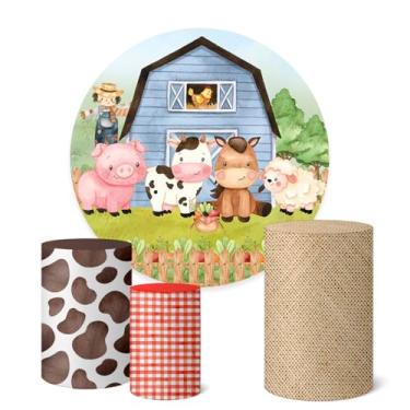 Imagem de Trio Capas Cilindro + Painel Sublimado 1,50m Fazendinha (K1FZD042)