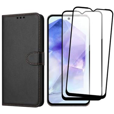 Imagem de Capa Capinha Carteira Para Galaxy A55 Capinha Flip Case + 2 Películas de Vidro Temperado 3D