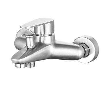 Imagem de Shuiltad Torneira de banheira de aço inoxidável para montagem na parede Misturador de chuveiro de banheiro Torneiras de pia de alto fluxo, torneira de interruptor de válvula de controle manual com