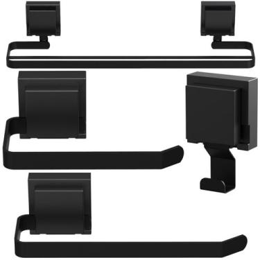 Imagem de Kit Acessórios De Banheiro Ventosa Preto Duplo 4Pçs UN.Max - UNIDAS ST