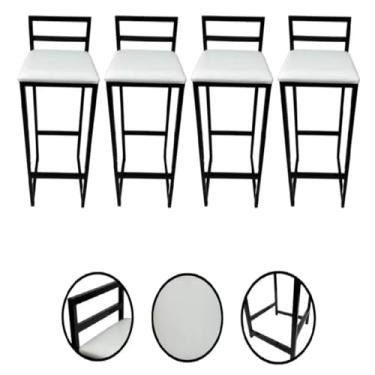 Imagem de Kit 4 Banquetas Industriais Altas, P/cozinhas, Balcão (Branco)
