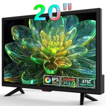 Imagem de Jexiop TV de 20 polegadas, ângulos de visão completos 1080P HD, pequena cozinha montada na parede digital TV-HDMI/portas USB, entrada de adaptador de corrente dupla DC-12V e CA para a sua caravana e