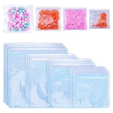 Imagem de FASHEWELRY 20 peças de sacos de joias transparentes de PVC de plástico antimanchas bolsas de armazenamento retangulares pequenos antioxidação com zíper para embalagem de joias, anéis, brincos