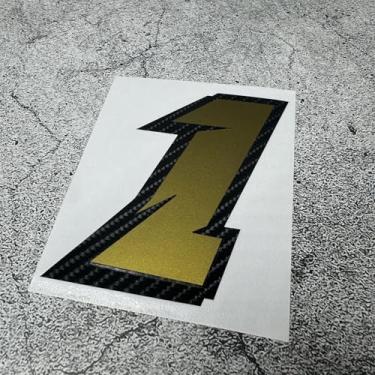 Imagem de Número de corrida de fibra de carbono adesivos de carro algarismos arábicos 012345679 fita para capacete de tanque de combustível do corpo do motor de motocross (1, altura 10 cm)