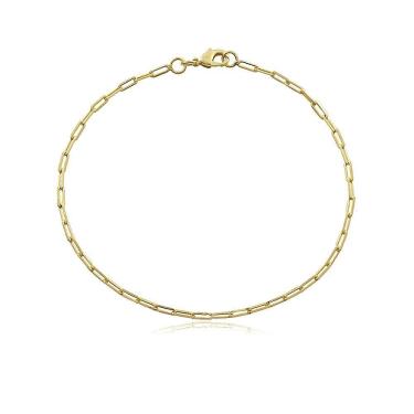 Imagem de Pulseira Masculina Cartier Elo Fino Folheada Em Ouro 18K