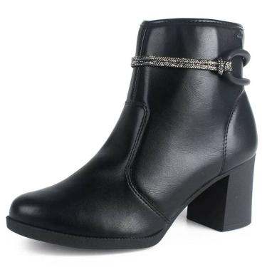 Imagem de Bota Feminina Cano Curto Salto Bloco Elegante Strass Dakota