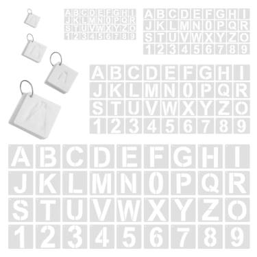 Imagem de 144 peças de estênceis de letras reutilizáveis para artesanato – estêncil de alfabeto e número para pintura, estêncil de letras para projetos de arte DIY em madeira, paredes, tecido, sinalizações