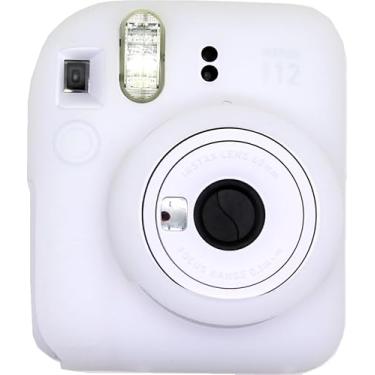 Imagem de BMAOLLONGB Capa para câmera Mini 12, capa de borracha fina e leve de silicone para Fujifilm Instax Mini 12 (branco transparente, geada)