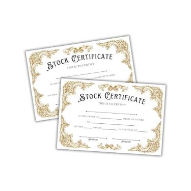 Imagem de Certificado de propriedade de ações em branco 30 unidades 15 x 23 cm cartolina grande investidores branco e dourado kit de livros corporativos para empresas LLC Corporations