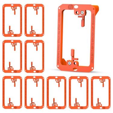 Imagem de Pacote com 10 suportes de montagem de baixa tensão, 1 gangue para placas de parede de passagem de cabo de tomada de drywall - suporte de placa de parede de cabo para trabalho antigo, fios de telefone,