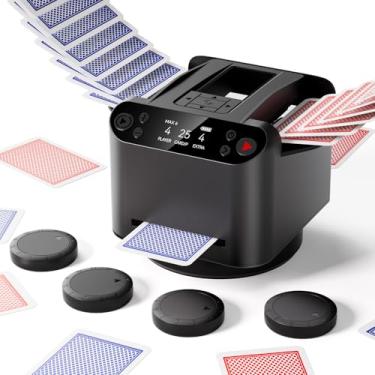 Imagem de Automatic Card Shuffler & Dealer for 1-2 Decks, Rechargeable, Remote Card Calling, Ultra Quiet, Supports Up to 12 Players, Preset Games for Poker, UNO, Blackjack, Texas Hold'em, Crazy Eights & More