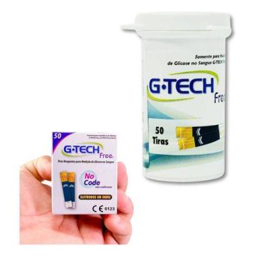 Imagem de Tira Glicose Gtech Free Eletrodos Em Ouro 50uni Branco