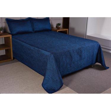 Imagem de Cobre Leito Colcha Marinho Kit Montblanc Memory Casal Queen