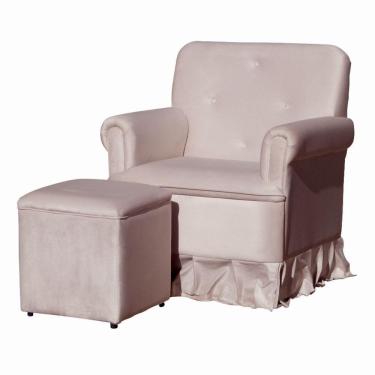 Imagem de Poltrona Para Amamentação Balanço E Puff Clarice Veludo Veludo Rosê