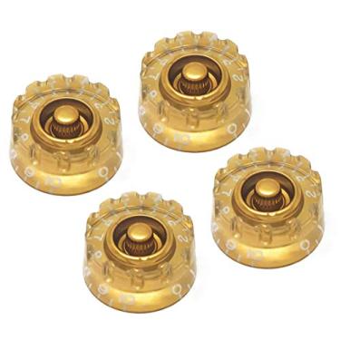 Imagem de Vintage Forge Botões de velocidade entalhados dourados compatíveis com guitarra elétrica USA Les Paul SG (conjunto de 4) serrilhado serve para 24 potes de eixo dividido EUA (imperial) com estrias