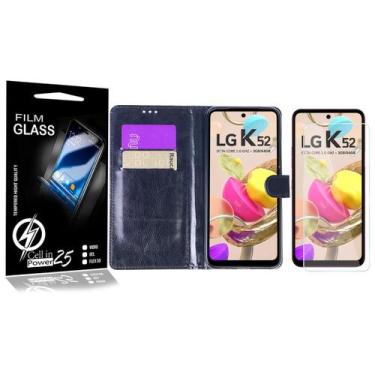 Imagem de Capa Case Flip Carteira + 2 Pelicula Vidro LG K52 K420BMW 6.6 - Cell I