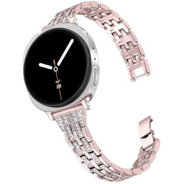 Imagem de DEALELE Pulseiras de substituição compatíveis com Samsung Galaxy Watch 8 de 40 mm/44 mm/8 Classic de 46 mm, strass fino e brilhante (rosa rosa)