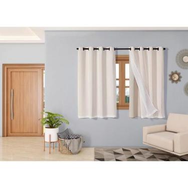 Imagem de Cortina Classic 2,20 X 1,40 Sala Quarto Janela Cozinha Cáqui - Mercado
