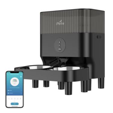 Imagem de iPettie Alimentador automático W5 WiFi para 2 animais de estimação, capacidade de 5L, controle de aplicativo WiFi de 2,4 G para gatos e cães pequenos