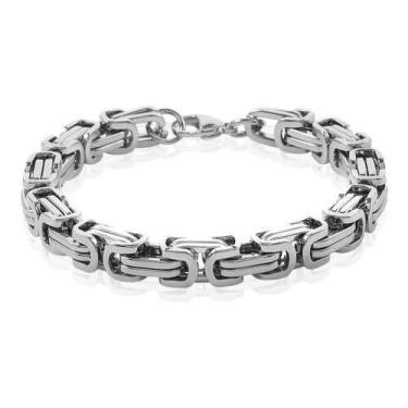 Imagem de Pulseira Masculina Grossa Square Bizantino Em Aço 316l - Euro Importad