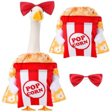 Imagem de Sanwuta 1 conjunto de roupa de outono de ganso para varanda de 58,4 cm para gramado cimento de ganso varanda gansos, fantasia para outono, jardim, pátio, quintal, decoração ao ar livre (pipoca)