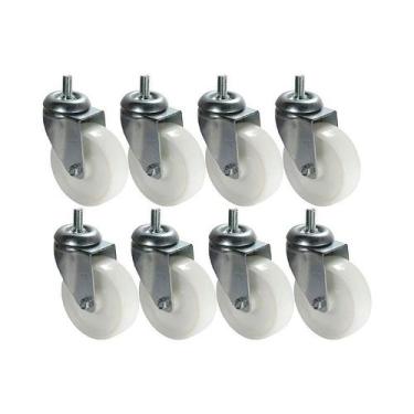 Imagem de Kit 8 un roda rodízio giratório rosca nylon 3 pol 75mm - AJAX