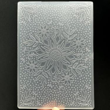 Imagem de Pasta de plástico 3D em relevo modelo flor grande textura de 10 x 14 cm para fazer cartões, faça você mesmo, scrapbooking, papel, artesanato, artesanato, scrapbook, artes, suprimentos, scrapbook