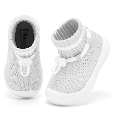 Imagem de Fahrerliebe Sapatos de meia para bebês meninos meninas sapatos antiderrapantes para primeira caminhada tênis leve infantil slip-on sola macia protege os dedos sapatos 6 12 18 24 meses, 1 cinza, 6-12 Meses