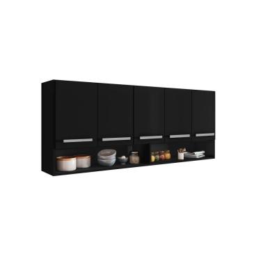 Imagem de Armario Aereo Filipinas Preto 5 Portas Brienza Movelaria