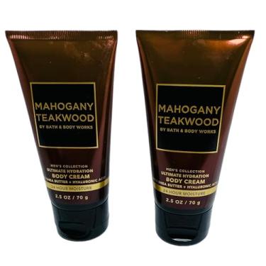 Imagem de Bath & Body Works Cremes corporais de hidratação definitiva tamanho viagem: madeira de teca mogno 70,9 g conjunto de 2