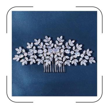 Imagem de Pente de cabelo de noiva de zircônia cúbica acessório de cabelo de cristal para noivas grampo de cabelo pequeno prata acessórios de cabelo para casamento peinetas para cabello de mujer elegantes